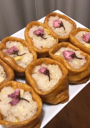 お花見に♫桜おこわのいなり寿司-レシピのメイン写真