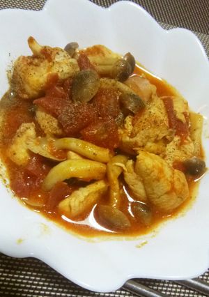 息子＆娘作☆　鶏のトマト煮-レシピのメイン写真