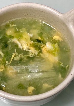 簡単☆ごま油香るレタス卵あおさのスープ-レシピのメイン写真