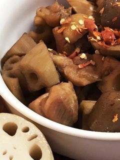 フライパンで!れんこんと鶏肉の煮物♡-レシピのメイン写真