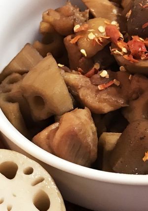 フライパンで！れんこんと鶏肉の煮物♡-レシピのメイン写真