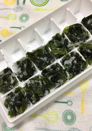 塩蔵わかめを製氷皿に保存で楽してお味噌汁-レシピのメイン写真