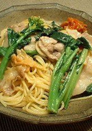 あすっこと豚キムチのクリームパスタ-レシピのメイン写真