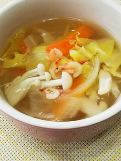 桜えびとたっぷり野菜のエスニックスープ。-レシピのメイン写真
