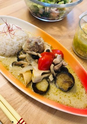 グリーンカレー QC タイ料理 ナス鶏肉-レシピのメイン写真