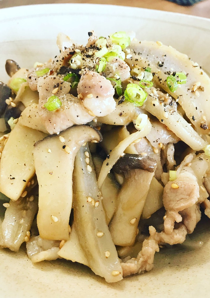 蓮根と豚バラの炒め物-レシピのメイン写真