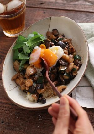 鶏肉の魯肉飯風 とろ〜り温玉のせ-レシピのメイン写真