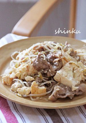 節約＊豚肉ともやしと豆腐の旨ピリ辛炒め-レシピのメイン写真