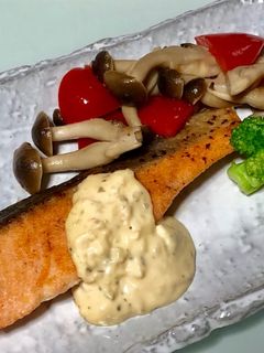 鮭のムニエルの彩り野菜添え-レシピのメイン写真