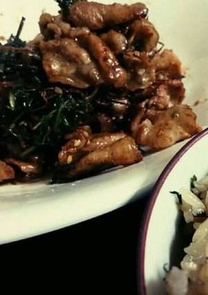 ごま香る セリと豚肉の辛子炒め-レシピのメイン写真