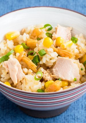 ツナコーンなめ茸の炊き込みご飯-レシピのメイン写真
