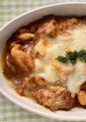 簡単！鶏肉と蒸しだいずのチーズカレー焼き-レシピのメイン写真
