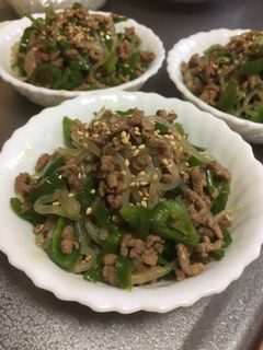 低糖質☆ピーマンと白滝と挽肉の甘辛炒め-レシピのメイン写真
