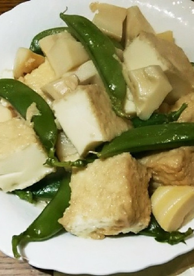 厚揚げ、タケノコ、えんどうの炊き合わせ-レシピのメイン写真