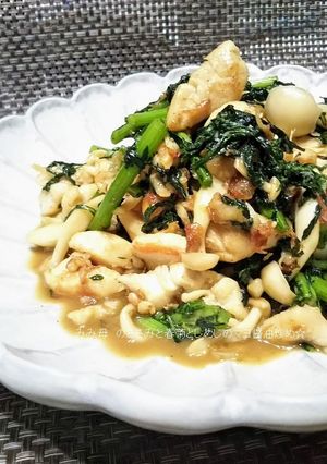 ささみと春菊としめじのマヨ醤油炒め☆-レシピのメイン写真