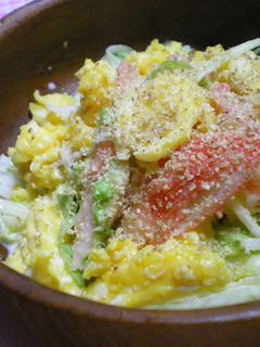 ◆炒り卵の3色マヨぽんサラダ◆-レシピのメイン写真
