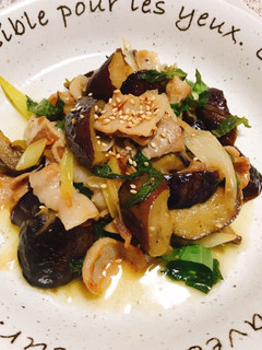 青じそ入り豚バラ茄子のマヨポン梅肉炒め☆-レシピのメイン写真