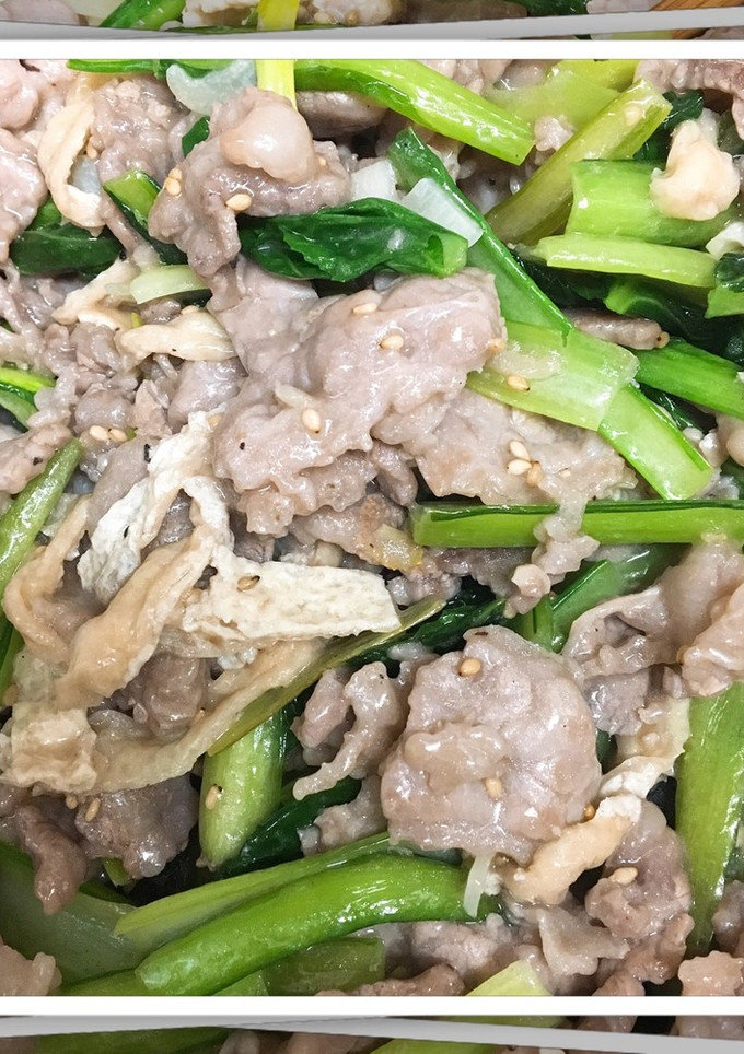 小松菜牛肉油揚げの塩炒め-レシピのメイン写真