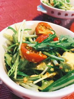 簡単!アボカドと水菜のマスタードサラダ-レシピのメイン写真