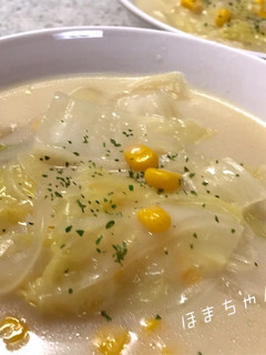 簡単♪白菜とコーンのほっこりミルクスープ-レシピのメイン写真