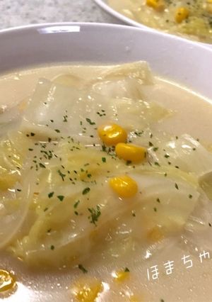簡単♪白菜とコーンのほっこりミルクスープ-レシピのメイン写真