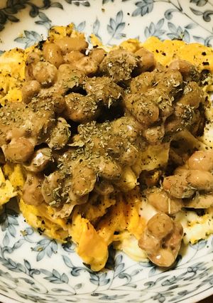 納豆＆バジル風味スクランブルエッグの前菜-レシピのメイン写真