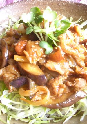 豚肉となすのスパイシー丼～ナッツ入り～-レシピのメイン写真