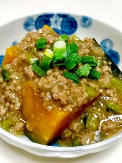 レンジで☆かぼちゃの煮物そぼろあんかけ-レシピのメイン写真