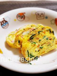 にらとカニかまのたまご焼き*一歳過ぎから-レシピのメイン写真