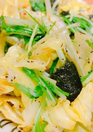 春キャベツと水菜の焼き海苔和風サラダ-レシピのメイン写真