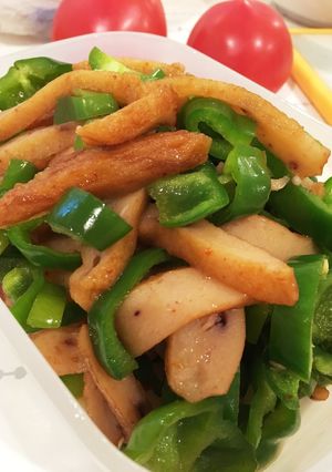 【納豆のタレ】練り物とピーマンの炒め物-レシピのメイン写真