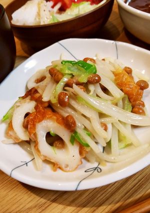 節約一品☆もやしとちくわの納豆炒め-レシピのメイン写真