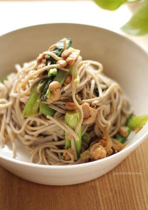 意外に合う!納豆とツナのパスタをそばで♪-レシピのメイン写真