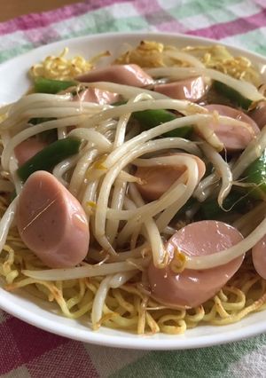 簡単1人前!乾麺で餡かけかた焼きそば-レシピのメイン写真