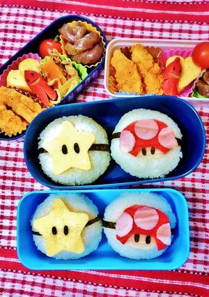キャラ弁☆スター＆きのこ（マリオ）-レシピのメイン写真