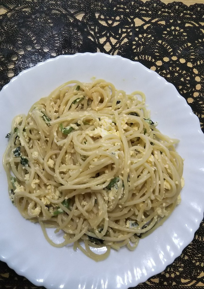 ほうれん草と卵のちょっぴり和風パスタ！-レシピのメイン写真