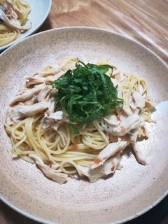 蒸し鶏と梅のさっぱり和風パスタ♪-レシピのメイン写真