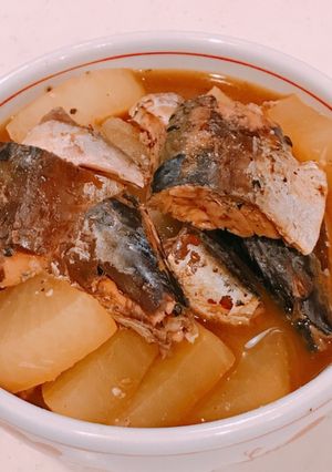 レンジで時短！ニンニク入サバ缶大根甘辛煮-レシピのメイン写真