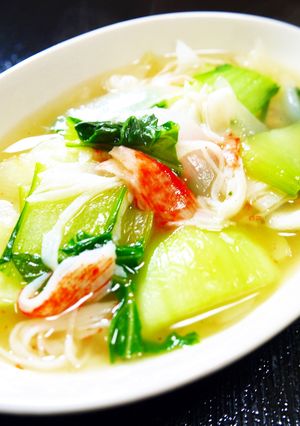 青梗菜･新玉ねぎ･カニカマの中華スープ煮-レシピのメイン写真