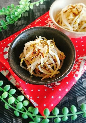 レンジで簡単副菜☆もやしの塩昆布ナムル。-レシピのメイン写真