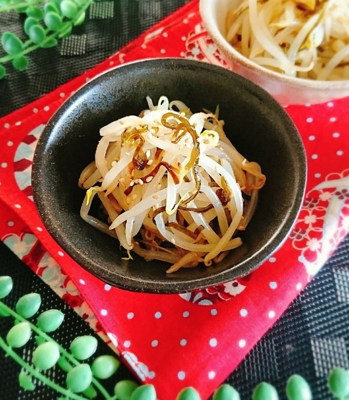 レンジで簡単副菜☆もやしの塩昆布ナムル。-レシピのメイン写真