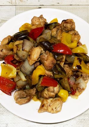 鶏肉と茄子・パプリカの簡単コンソメ炒め♪-レシピのメイン写真