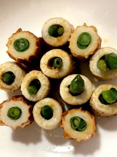 ちくわにいんげん詰めて炒め焼肉のタレ味-レシピのメイン写真