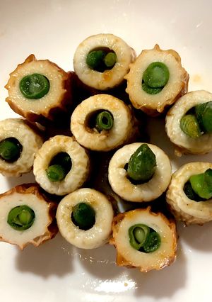 ちくわにいんげん詰めて炒め焼肉のタレ味-レシピのメイン写真