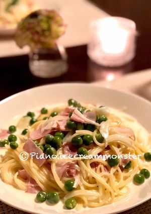 グリンピースとハムのクリームスパゲッティ-レシピのメイン写真