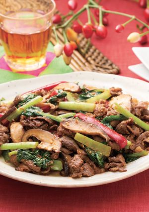 椎茸と牛肉、小松菜の韓国風炒め-レシピのメイン写真