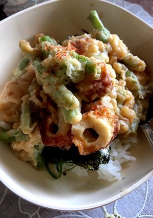 竹輪とインゲンのかき揚げ丼-レシピのメイン写真