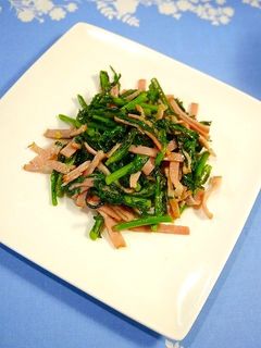 簡単!春菊とベーコンのバター炒め-レシピのメイン写真