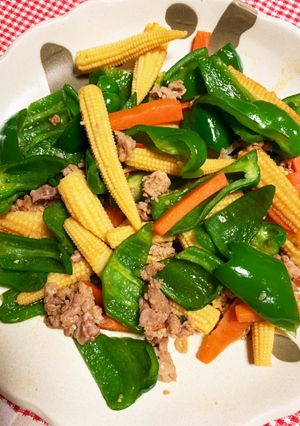 ヤングコーンと彩り野菜の炒め物-レシピのメイン写真
