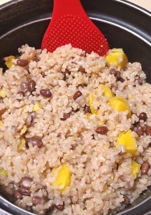 インカのめざめと小豆の玄米炊き込みご飯-レシピのメイン写真